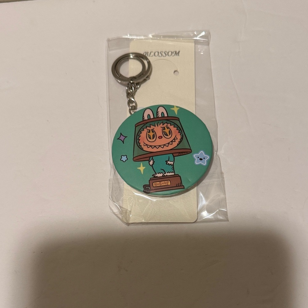 Teal Green Labubu Double-Sided Mirror/Keychain/Purse Charm